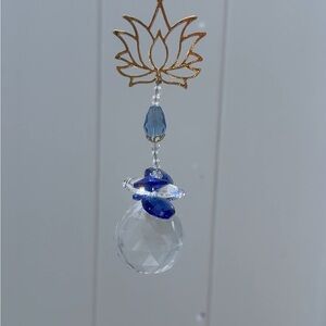 Elegant Gold and Blue Crystal Sun Catcher